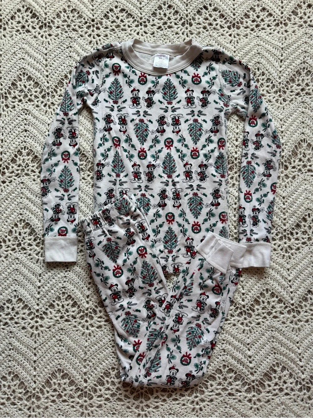 Hanna Andersson Disney Christmas Pajama Set Mickey Size 6/7 Organic Cotton
